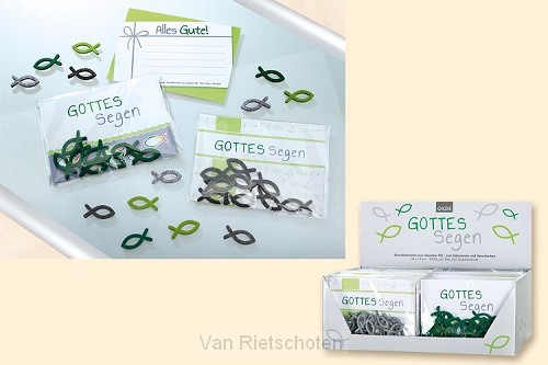 Ichtusvis decoratie van vilt (24 stuks)