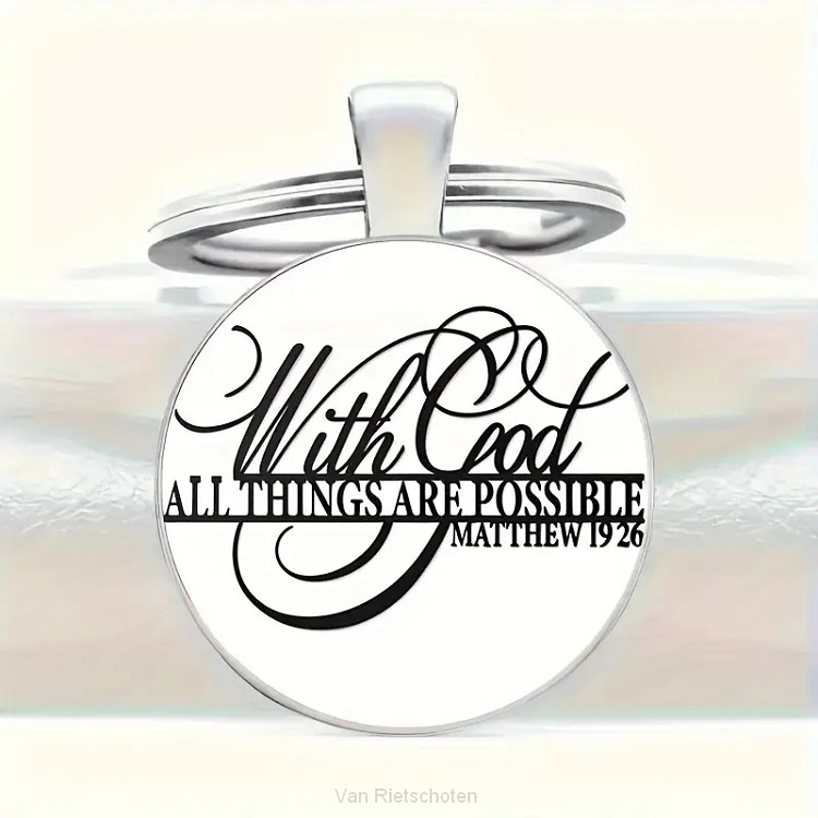 Keyring Metal/Epoxy With God all things