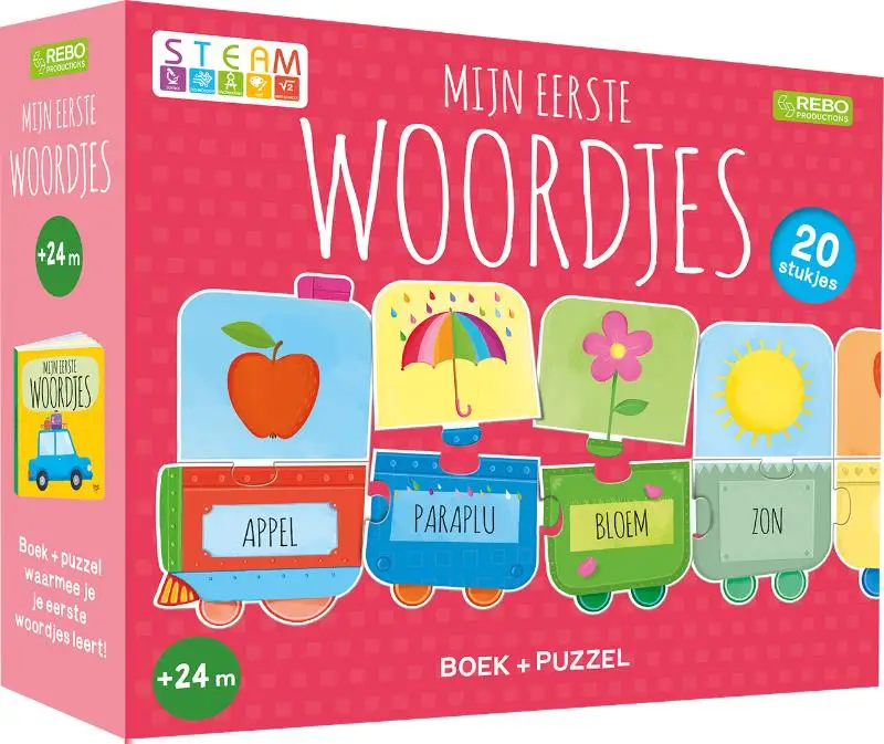 Puzzeltrein 20 stukjes en boek - Mijn eerste woordjes