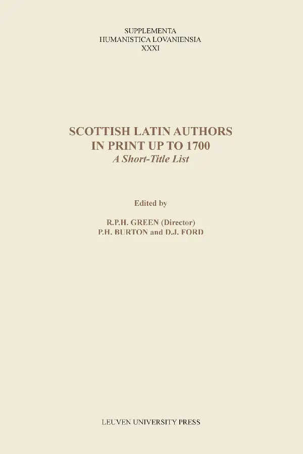 Scottish Latin authors in print up to 1700