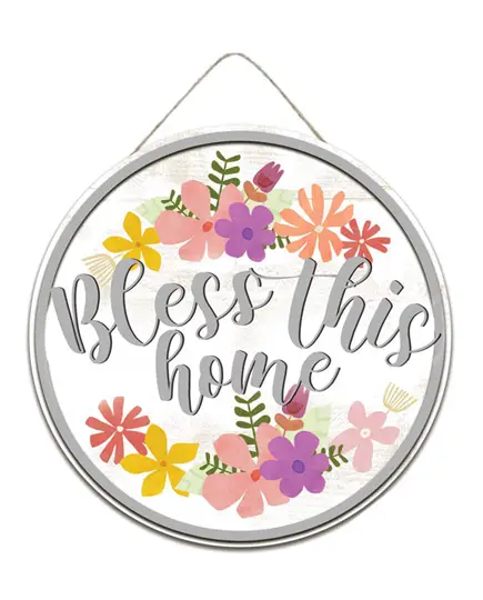 Round wallplaque Bless this home 30,5cm
