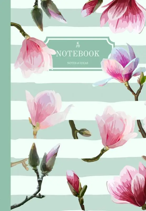 Notebook | Journal with digitally handmade Illustrated Hardcover | Magnolia