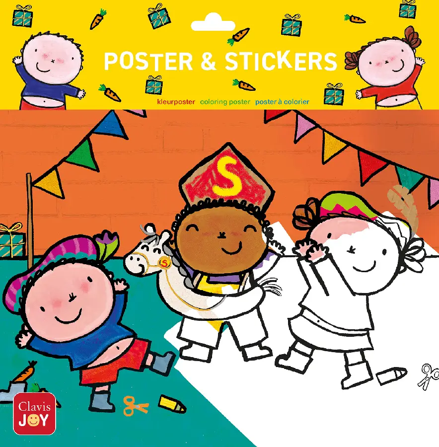 Kleurposter Karel en Kaatje spelen sinterklaas