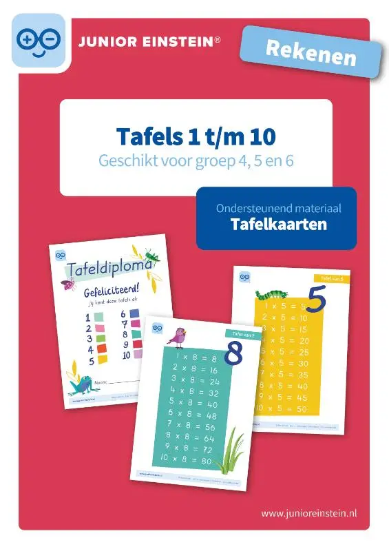 Tafels 1 t/m 10 / Rekenen / Tafelkaarten