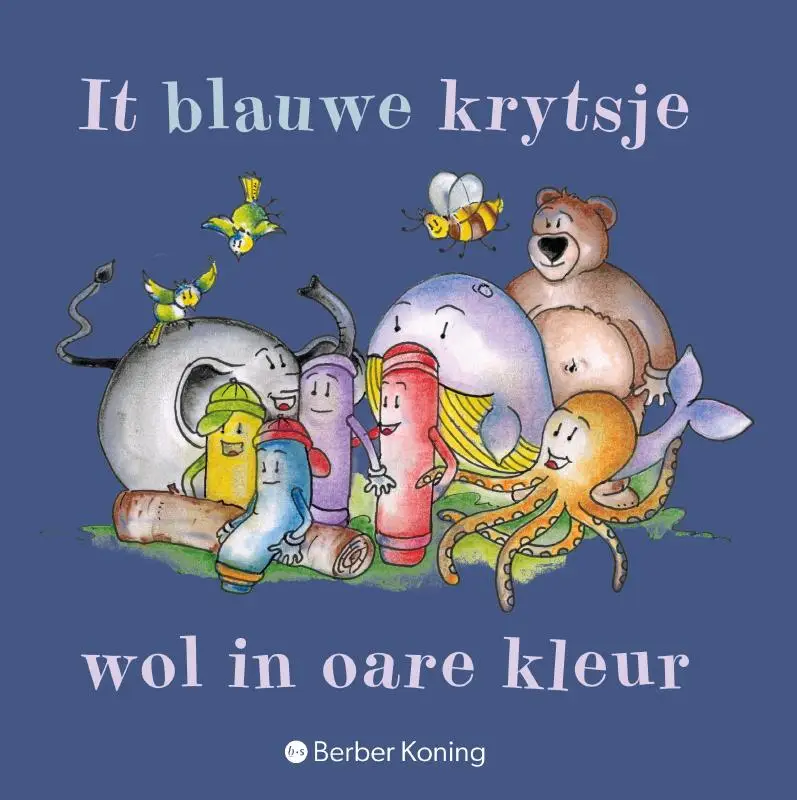 It blauwe krytsje wol in oare kleur