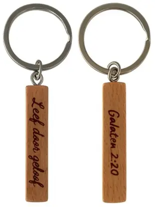 Sleutelhanger hout Leef door geloof