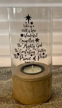 Pillar Candle For unto us a Child is bor
